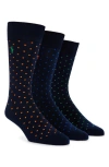 Polo Ralph Lauren Pindot Assorted 3-pack Dress Socks In Nvorg