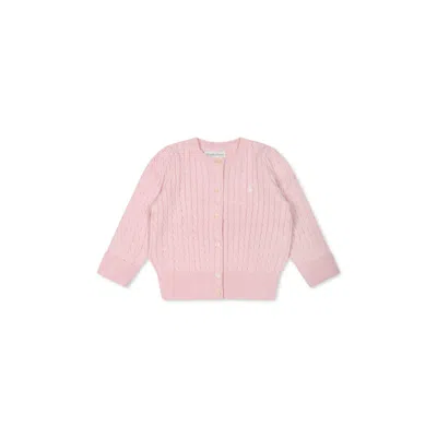 Polo Ralph Lauren Pink Cardigan For Babygirl With Iconic Pony