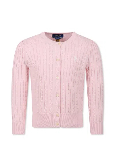 POLO RALPH LAUREN PINK CARDIGAN FOR GIRL WIH HORSE
