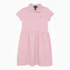 Polo Ralph Lauren Pink Cotton Dress With Logo In Multi
