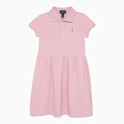 Polo Ralph Lauren Pink Cotton Dress With Logo In Multi