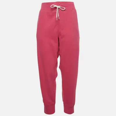 Pre-owned Polo Ralph Lauren Pink Cotton Knit Fleece Sweatpants Xl