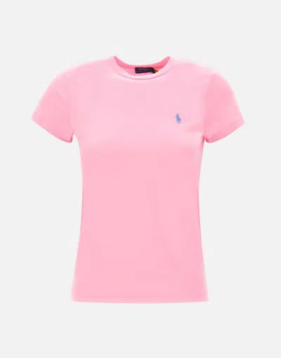 Polo Ralph Lauren Pink Cotton Logo Embroidered T Shirt