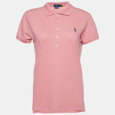 Pre-owned Polo Ralph Lauren Pink Cotton Pique Slim Fit Polo T-shirt M