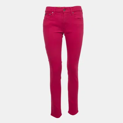 Pre-owned Polo Ralph Lauren Pink Denim Tompkins Skinny Jeans M/waist 28"