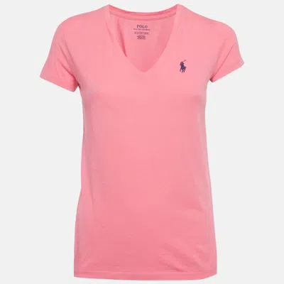 Pre-owned Polo Ralph Lauren Pink Jersey V-neck T-shirt Xs