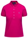 Polo Ralph Lauren Dark Pink Pony Logo-embroidered Polo Shirt In Pink
