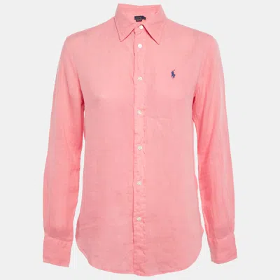 Pre-owned Polo Ralph Lauren Pink Linen Long Sleeve Shirt Xs