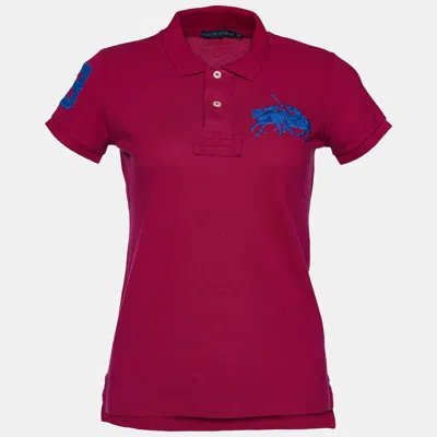 Pre-owned Polo Ralph Lauren Pink Logo Embroidered Cotton Pique Polo T-shirt S