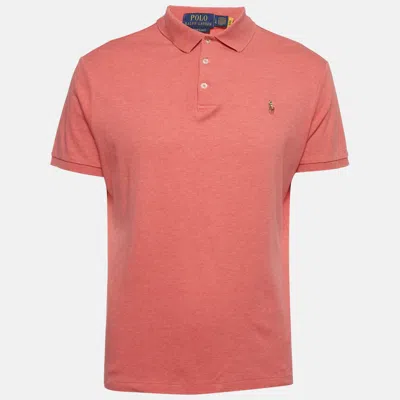 Pre-owned Polo Ralph Lauren Pink Logo Embroidered Knit Polo T-shirt L