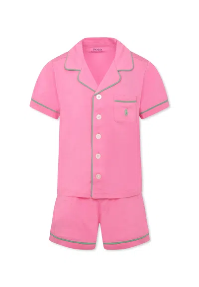 POLO RALPH LAUREN PINK PAJAMAS FOR GIRL WITH HORSE