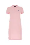 Polo Ralph Lauren Piquet Dress With Short Sleeves And Collar In Carmelpinkc7349