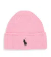 Polo Ralph Lauren Pink Pony Merino Wool Beanie In Pink