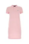 Polo Ralph Lauren Piquet Dress With Short Sleeves And Collar In Pink