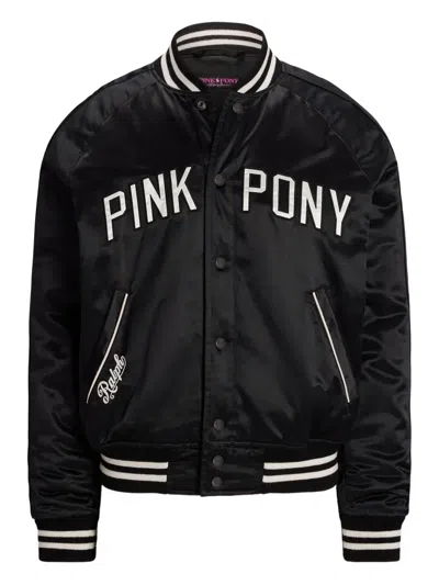 Polo Ralph Lauren Pink Pony Bomber Jacket In Black