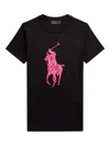 Polo Ralph Lauren Pink Pony Graphic Crew-neck T-shirt In Black