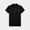 Polo Ralph Lauren Pink Pony Slim Fit Stretch Polo Shirt In Black