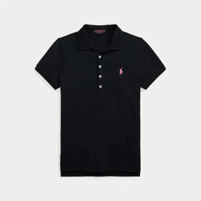 Polo Ralph Lauren Pink Pony Slim Fit Stretch Polo Shirt In Black