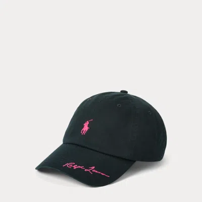 Polo Ralph Lauren Pink Pony Twill Ball Cap In Polo Black