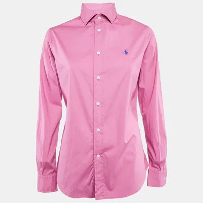 Pre-owned Polo Ralph Lauren Pink Stretch Cotton Long Sleeve Shirt L