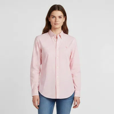 Pre-owned Polo Ralph Lauren Pink Striped Cotton Classic Fit Shirt M