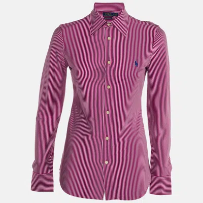 Pre-owned Polo Ralph Lauren Pink Striped Knit Dress Shirt S