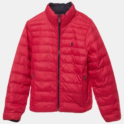 Pre-owned Polo Ralph Lauren Pink/navy Blue Synthetic P-layer 2 Reversible Jacket 10-12yrs