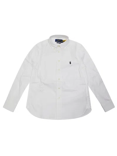 Polo Ralph Lauren Pinpoint Logo Mini Shirt In Bianco