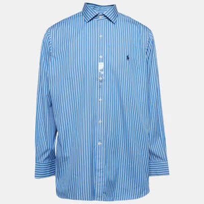 Pre-owned Polo Ralph Lauren Pinstripe Cotton Buttoned Shirt Xxl In Blue