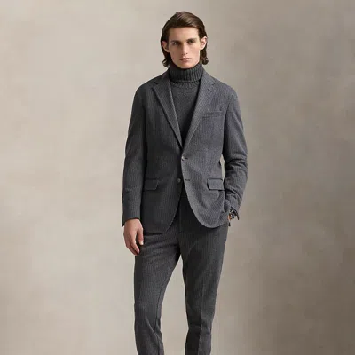 Polo Ralph Lauren Pinstripe Knit Suit Trouser In Medium Grey