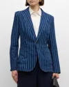 POLO RALPH LAUREN PINSTRIPE LINEN-COTTON BLAZER