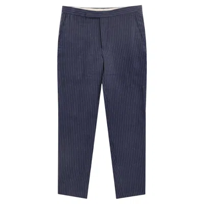 Pre-owned Polo Ralph Lauren Pinstripe Linen Trousers In Black
