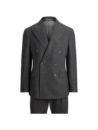 Polo Ralph Lauren Pinstripe-pattern Double-breasted Suit In Black