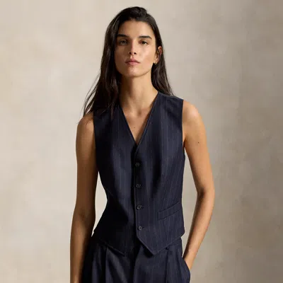 Polo Ralph Lauren Pinstripe Wool Flannel Vest In Navy/chalk Stripe