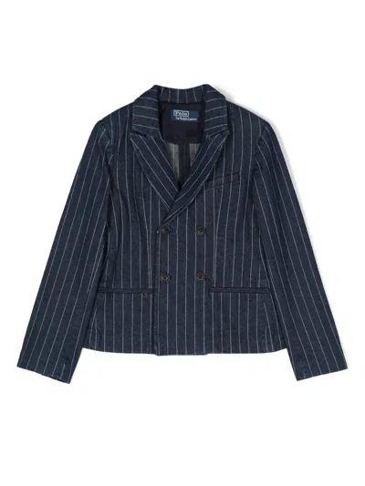 Polo Ralph Lauren Kids' Pinstriped Denim Blazer In Blue