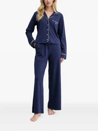 Polo Ralph Lauren Piped-trim Pyjama Set In Blue