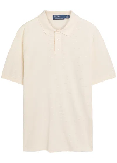Polo Ralph Lauren Piqué-knit Cotton-blend Polo Shirt In Neutral