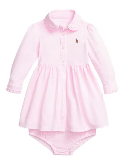 Polo Ralph Lauren Baby Girls Puff-sleeve Shirtdress In Pink