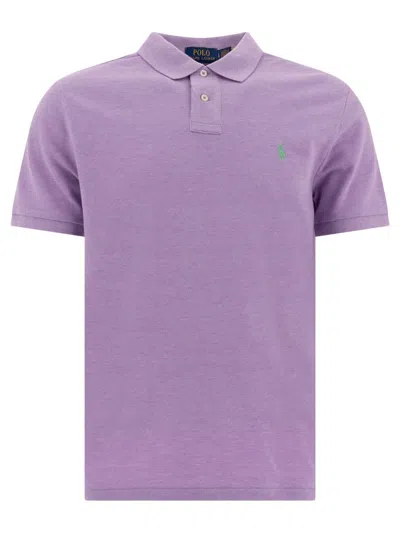 Polo Ralph Lauren Ribbed Collar Short Sleeve Shirt In Purple