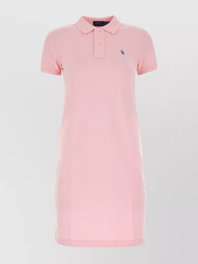 Polo Ralph Lauren Piquet Dress With Short Sleeves And Collar In Multi