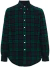 Polo Ralph Lauren Button-down Collar Logo-embroidered Checked Brushed-cotton Oxford Shirt In Green