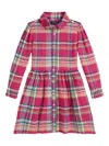 Polo Ralph Lauren Plaid Button-front Dress In Red