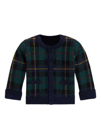 Polo Ralph Lauren Babies' Plaid Button-up Cardigan In Green