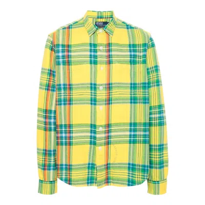 Polo Ralph Lauren Plaid-check Flannel Shirt In Yellow