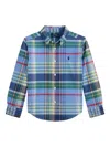 Polo Ralph Lauren Big Boys Plaid Brushed Cotton Oxford Shirt In Gold
