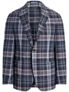 Polo Ralph Lauren Plaid Cotton Blazer In Blue