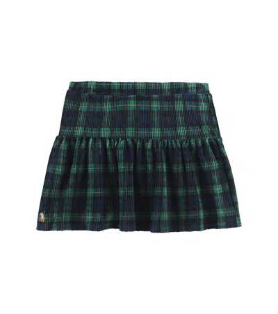 POLO RALPH LAUREN PLAID COTTON-BLEND CORDUROY SKIRT