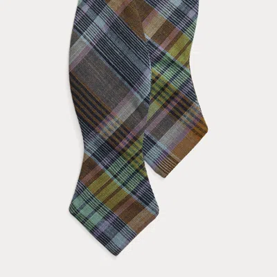 Polo Ralph Lauren Plaid Cotton Bow Tie In Navy/brown Multi
