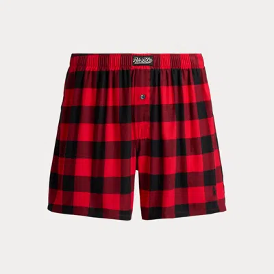 Polo Ralph Lauren Plaid Cotton Flannel Boxer In Rl Red In Brown