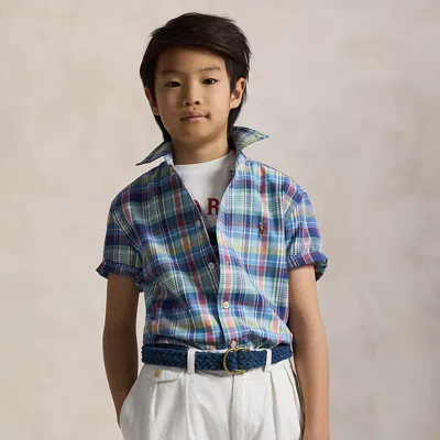 POLO RALPH LAUREN PLAID COTTON OXFORD SHORT-SLEEVE SHIRT
